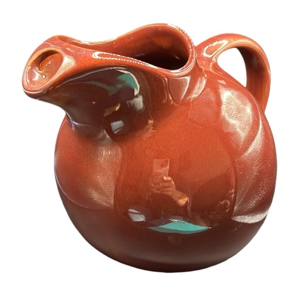 Vintage Pitcher Franciscan Tilt Ball 1930s Pottery Brown Farmhouse 48oz